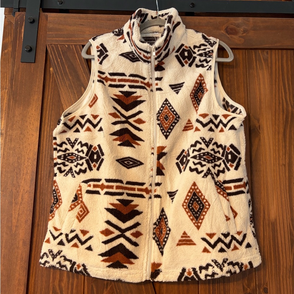 Tribal Print Fleece Vest